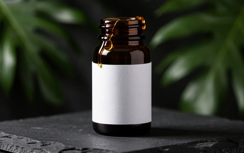 Botanical extract in dark glass bottle