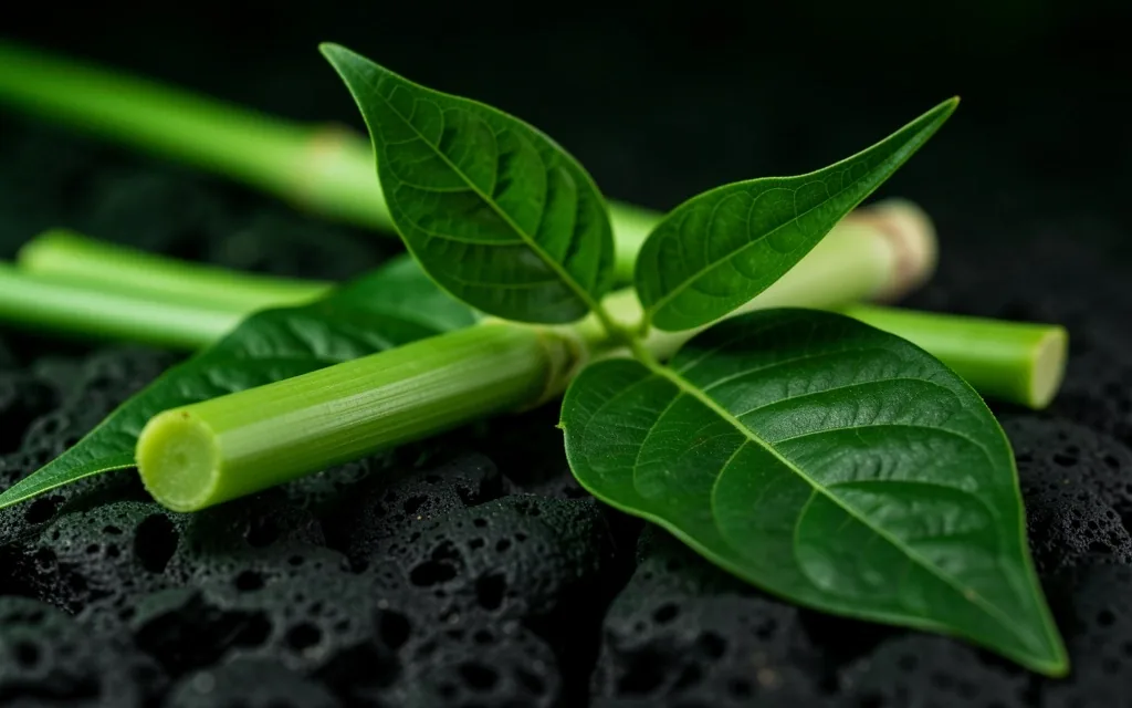 Botanical macro photography on dark surface